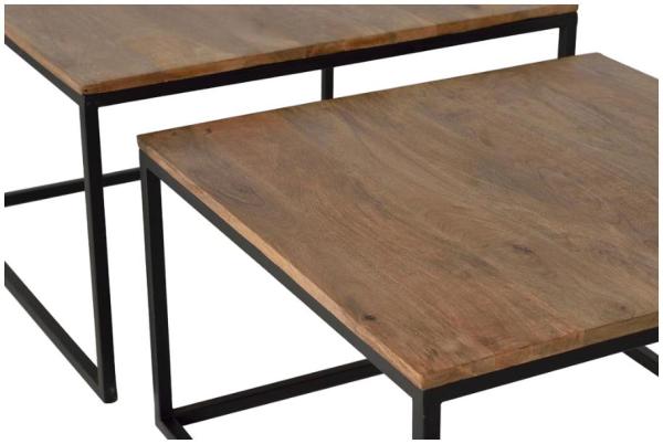 Product photograph of Lugalika Solid Mango Wood And Metal Coffee Table Set Of 2 from Choice Furniture Superstore.