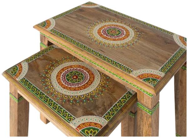 Product photograph of Itura Hand Painted Mango Wood Coffee Table Set Of 2 from Choice Furniture Superstore.