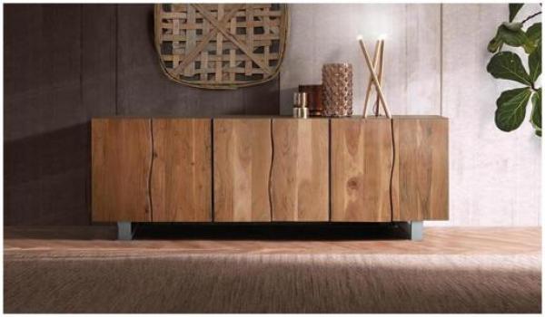 Product photograph of Ronceverte Acacia Wood 6 Door Extra Large Sideboard from Choice Furniture Superstore.