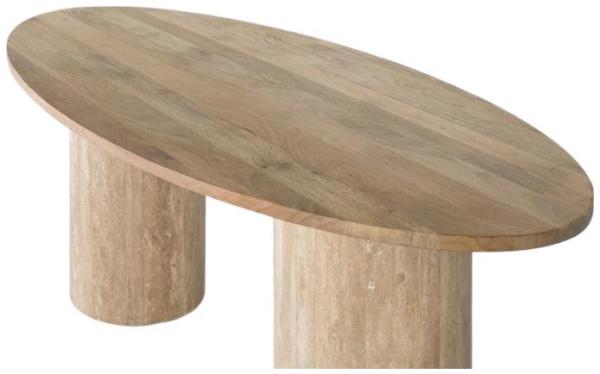 Product photograph of Peveleca Natural Mango Wood 8 Seater Oval Dining Table - 1650 from Choice Furniture Superstore.