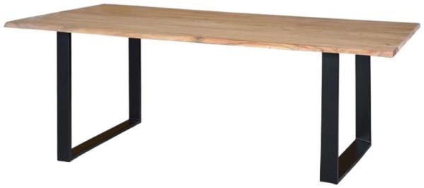 Product photograph of Zenzeca Natural And Black 6 Seater Dining Table - 6738 from Choice Furniture Superstore.