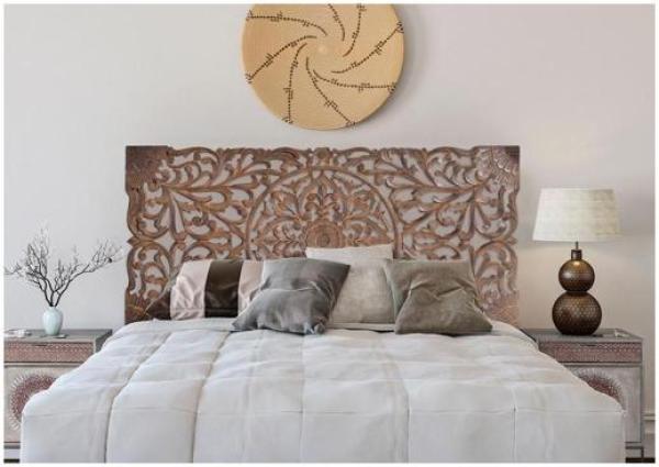 Product photograph of Radoyya Carved Wall Pannel Headboard from Choice Furniture Superstore.