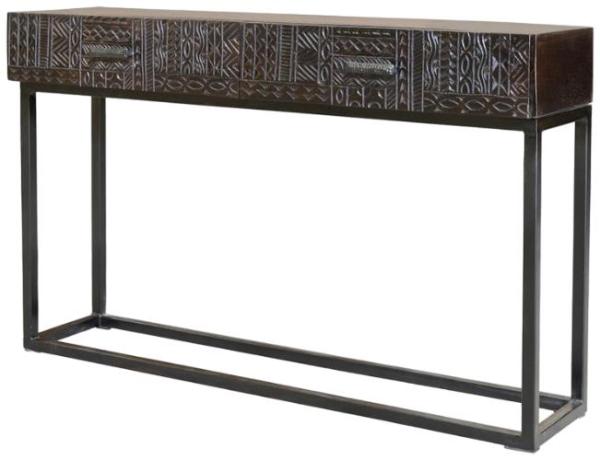 Product photograph of Macedonia Carved Mango Tree Wood Console Table from Choice Furniture Superstore.