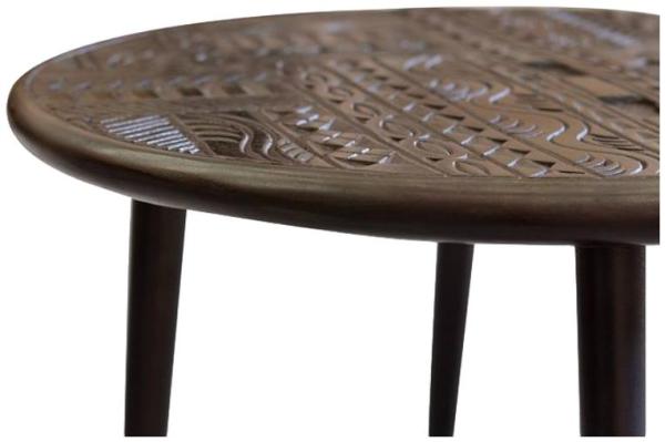 Product photograph of Macedonia Carved Mango Tree Wood End Table from Choice Furniture Superstore.