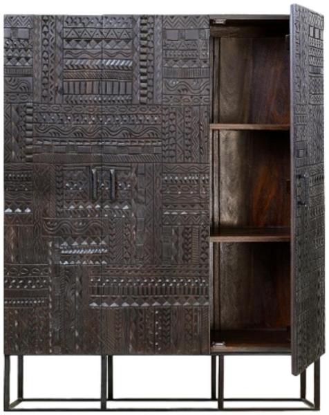 Product photograph of Macedonia Carved Mango Tree Wood Wide Hall Cabinet from Choice Furniture Superstore.