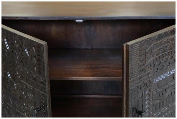 Product photograph of Macedonia Carved Mango Tree Wood Wide Hall Cabinet from Choice Furniture Superstore.