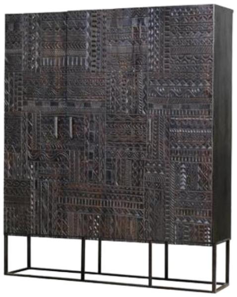 Product photograph of Macedonia Carved Mango Tree Wood Wide Hall Cabinet from Choice Furniture Superstore.