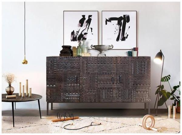 Product photograph of Macedonia Hand Carved Solid Mango Wood Medium Sideboard from Choice Furniture Superstore.