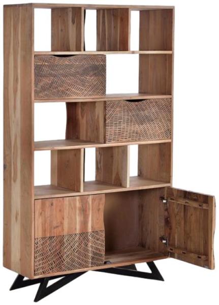 Product photograph of Karlstad Solid Acacie Wood Carved Cabinet from Choice Furniture Superstore.