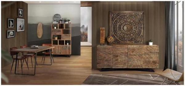 Product photograph of Karlstad Carved Acacia Tree Wood Large Sideboard from Choice Furniture Superstore.