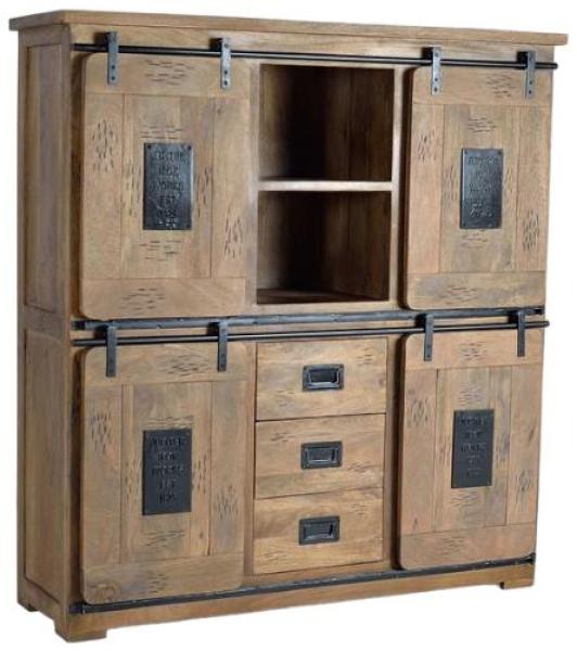 Product photograph of Galion Mango Tree Wood 4 Door 3 Drawer Cabinet from Choice Furniture Superstore.
