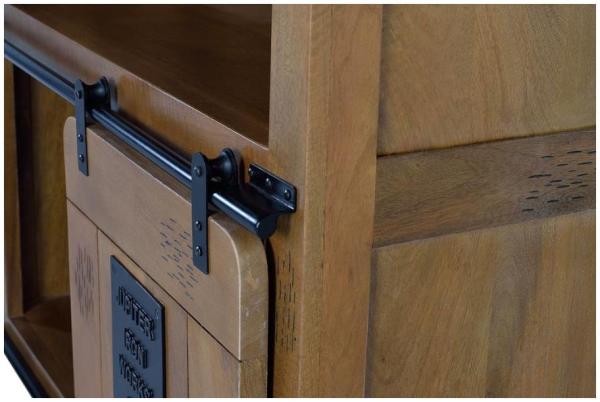 Product photograph of Galion Industrial Solid Mango Wood 1 Door 2 Drawer Bookcase from Choice Furniture Superstore.