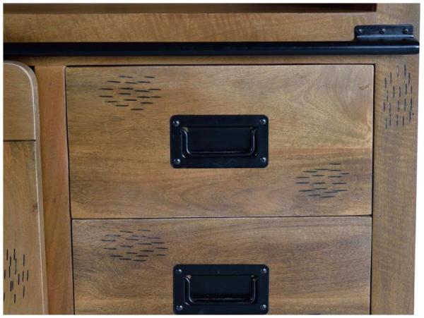 Product photograph of Galion Industrial Solid Mango Wood 1 Door 2 Drawer Bookcase from Choice Furniture Superstore.