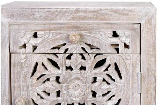 Product photograph of Quintana Carved Mango Wood Bedside Table from Choice Furniture Superstore.