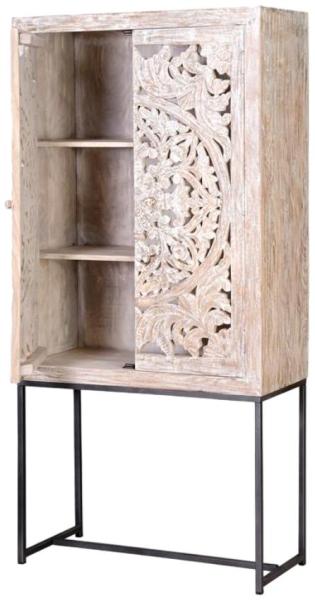 Product photograph of Quintana Carved Mango Wood Wide Hall Cabinet from Choice Furniture Superstore.