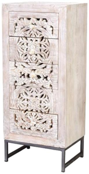 Product photograph of Quintana Hand Carved Mango Tree Wood 5 Drawer Chest from Choice Furniture Superstore.