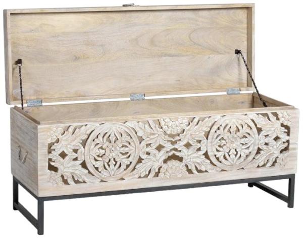 Product photograph of Quintana Hand Carved Mango Tree Wood Storge Trunk from Choice Furniture Superstore.