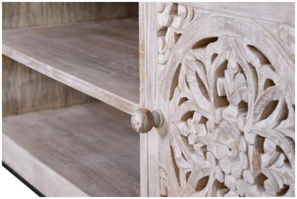 Product photograph of Quintana Carved Mango Wood 2 Door Tv Cabinet from Choice Furniture Superstore.