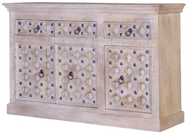 Product photograph of Natural Awendaw Carved Mango Tree Wood Medium Sideboard from Choice Furniture Superstore.