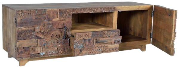 Product photograph of Omao Mango Wood 2 Door 1 Drawer Tv Cabinet from Choice Furniture Superstore.