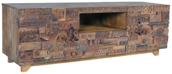 Product photograph of Omao Mango Wood 2 Door 1 Drawer Tv Cabinet from Choice Furniture Superstore.
