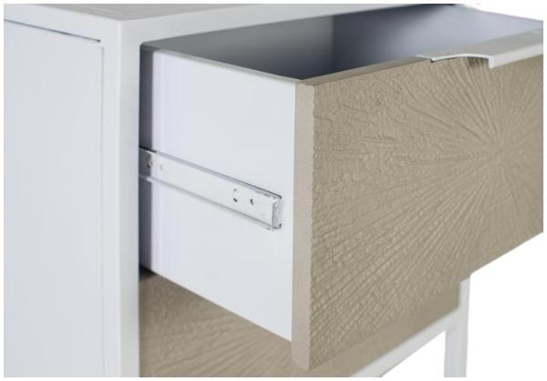 Product photograph of Ceris White And Beige 2 Drawer Bedside Cabinet from Choice Furniture Superstore.