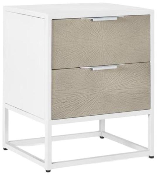 Product photograph of Ceris White And Beige 2 Drawer Bedside Cabinet from Choice Furniture Superstore.