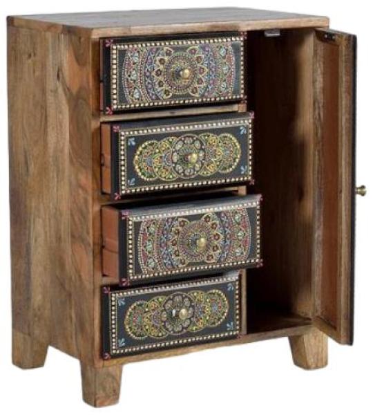 Product photograph of Galach Hand-painted Mango Wood 1 Door 4 Drawer Chest from Choice Furniture Superstore.