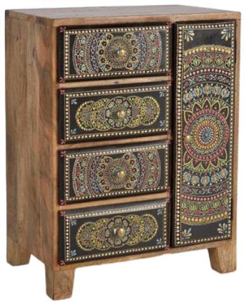 Product photograph of Galach Hand-painted Mango Wood 1 Door 4 Drawer Chest from Choice Furniture Superstore.