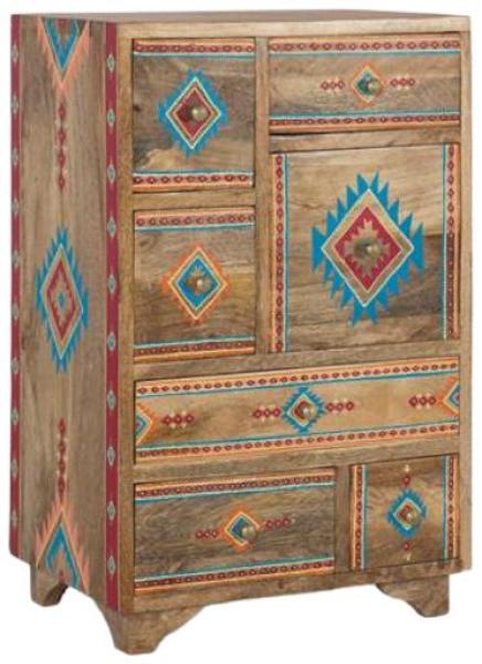 Product photograph of Ergani Hand-painted Mango Wood 7 Drawer Chest from Choice Furniture Superstore.