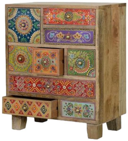Product photograph of Narduzu Solid Mango Wood 9 Drawer Chest - 6795 from Choice Furniture Superstore.