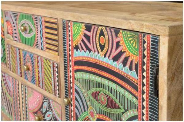 Product photograph of Nishova Hand-painted Mango Tree Wood Large Sideboard from Choice Furniture Superstore.