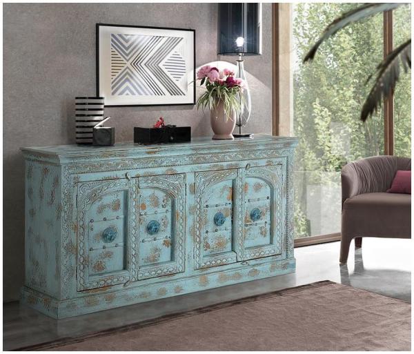 Product photograph of Ndrenic Mango Tree Wood Carved 4 Door Large Sideboard from Choice Furniture Superstore.