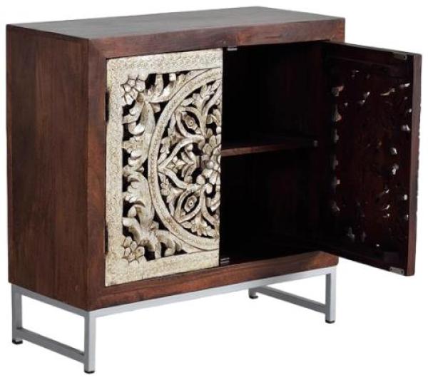 Product photograph of Jush Hand Carved Mango Wood 2 Door Small Sideboard from Choice Furniture Superstore.