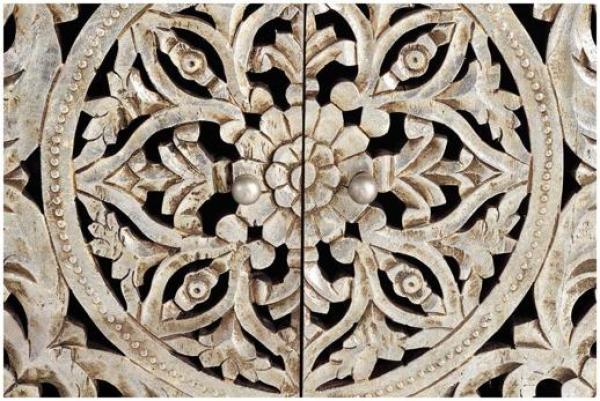 Product photograph of Jush Hand Carved Mango Wood 2 Door Small Sideboard from Choice Furniture Superstore.