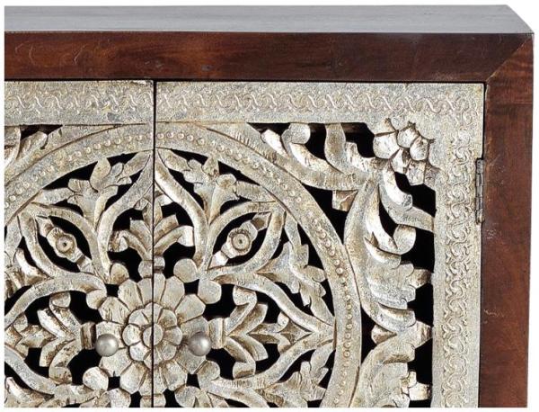 Product photograph of Jush Hand Carved Mango Wood 2 Door Small Sideboard from Choice Furniture Superstore.