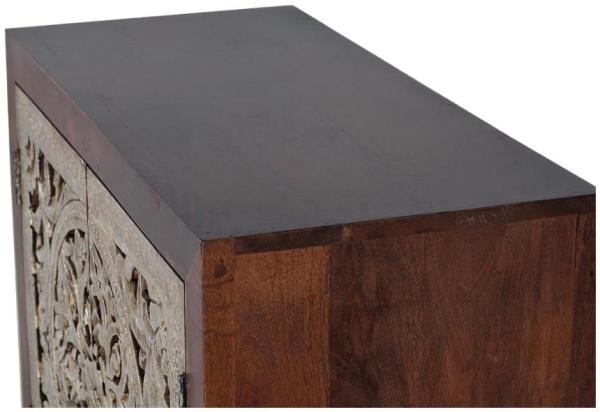 Product photograph of Jush Hand Carved Mango Wood 2 Door Small Sideboard from Choice Furniture Superstore.