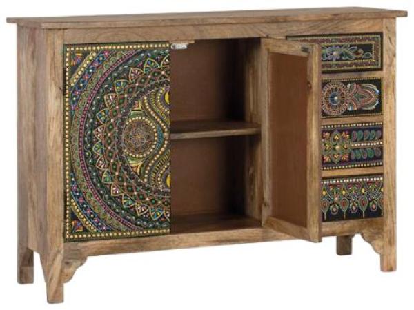 Product photograph of Elvoshi Hand-painted Mango Wood 2 Door 4 Drawer Medium Sideboard from Choice Furniture Superstore.