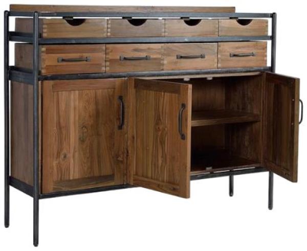 Product photograph of Gjavan Teak And Mango Wood 3 Door 8 Drawer Medium Sideboard from Choice Furniture Superstore.