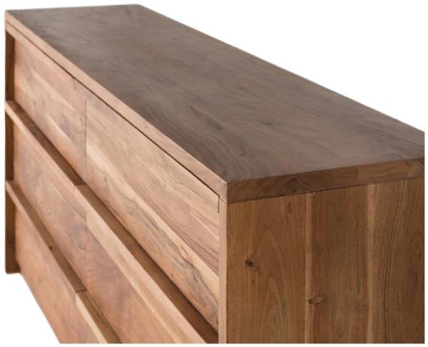 Product photograph of Belishova Solid Acacia Wood 6 Drawer Medium Sideboard from Choice Furniture Superstore.