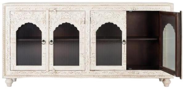 Product photograph of Tudani Solid Mango Wood 4 Glass Door Large Sideboard from Choice Furniture Superstore.