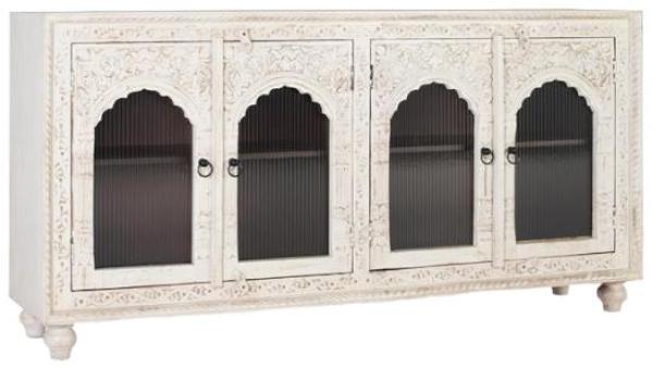 Product photograph of Tudani Solid Mango Wood 4 Glass Door Large Sideboard from Choice Furniture Superstore.