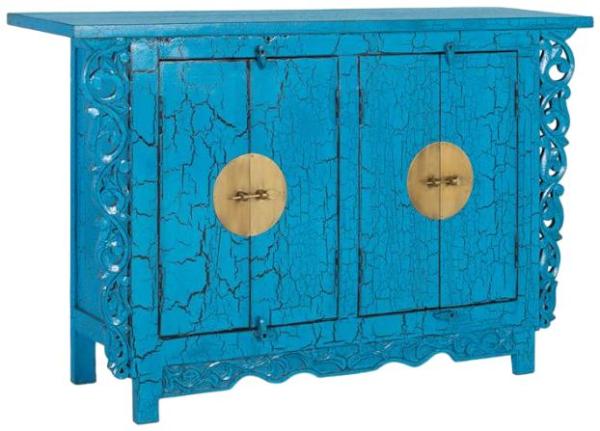 Product photograph of Hemenraj Mango Wood Blue 2 Door Medium Sideboard from Choice Furniture Superstore.