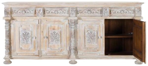 Product photograph of Halambres Mango Wood Aged White Large Sideboard from Choice Furniture Superstore.