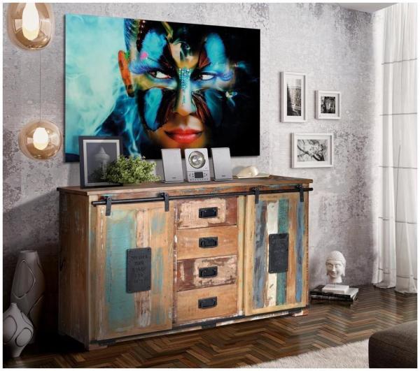 Product photograph of Hilomo Recicled Wood 4 Drawer Medium Sideboard from Choice Furniture Superstore.