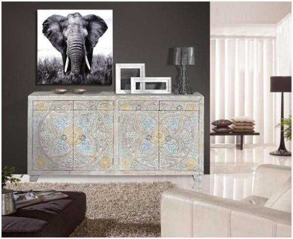 Product photograph of Ravanik Hand Carved Mango Tree Wood Large Sideboard - 6395 from Choice Furniture Superstore.