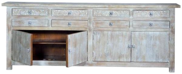 Product photograph of Rrasi Carved Mango Tree Wood 4 Door 8 Drawer Large Sideboard from Choice Furniture Superstore.