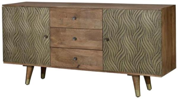 Product photograph of Rade Solid Mango Tree Wood 2 Door 3 Drawer Large Sideboard from Choice Furniture Superstore.