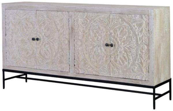 Product photograph of Hothova Solid Mango Wood Carved 4 Door Large Sideboard from Choice Furniture Superstore.