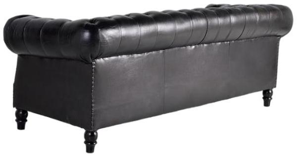 Product photograph of Cecil Black Genuine Leather Chester Sofa from Choice Furniture Superstore.